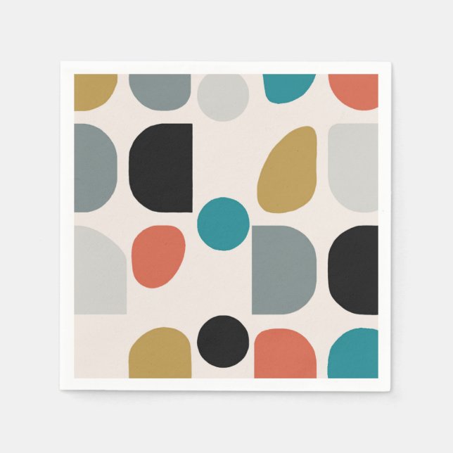 Serviette En Papier Papier Geo du milieu du siècle (Devant)