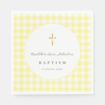 Papier gingham jaune pour baptême de bébé