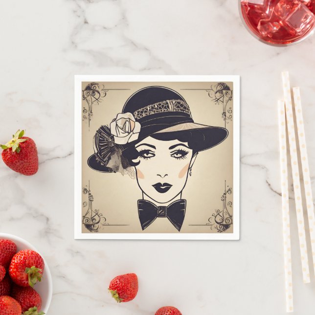 Serviette En Papier Papier Glamor Gatsby Napkin (En situation)