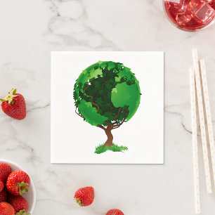 Serviette En Papier Papier Green Tree Globe