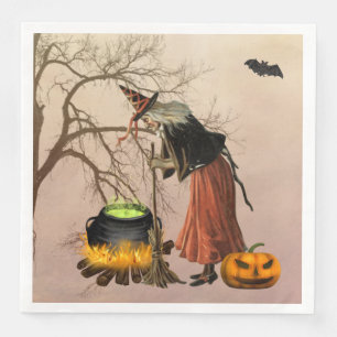 Serviette En Papier Papier Halloween sorcier vintage Napkin