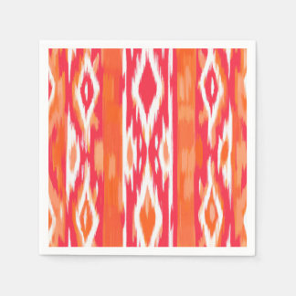 Serviette En Papier Papier Ikat Design Napkins orange et rose