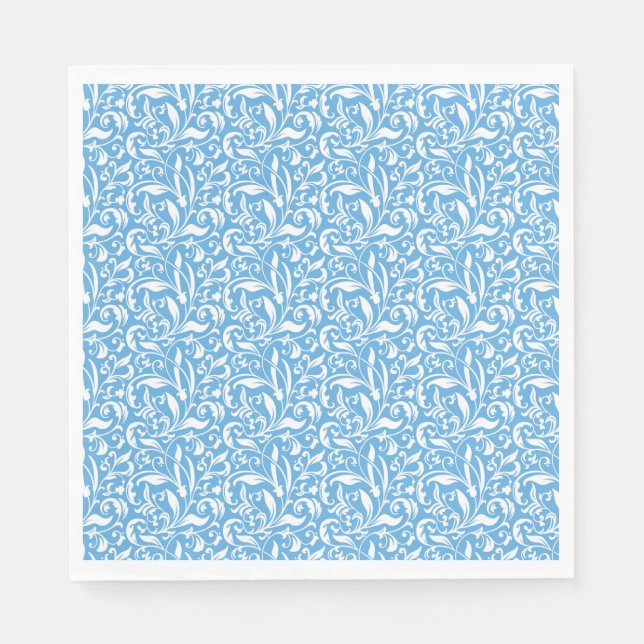 Serviette En Papier Papier imprimé bleu fleuri (Devant)