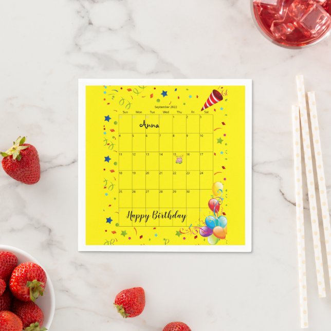 Serviette En Papier Papier, Joyeux anniversaire Septembre 2022 (En situation)
