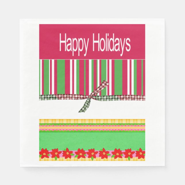 Serviette En Papier Papier, Joyeux Noël Joyeux Joyeux Fêtes (Devant)