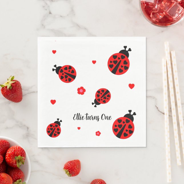 Serviette En Papier Papier Ladybug Cute Napkin (En situation)