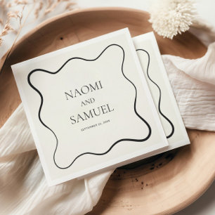 Serviette En Papier Papier Mariage à la frontière Wavy au charbon Napk