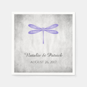 Serviette En Papier Papier Mariage à libellules violettes