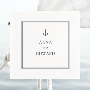 Serviette En Papier Papier Mariage Ancre bleu marine