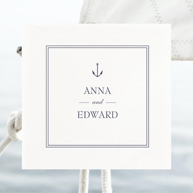 Serviette En Papier Papier Mariage Ancre bleu marine (Créateur téléchargé)