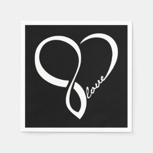 Serviette En Papier Papier Mariage Black Love Heart