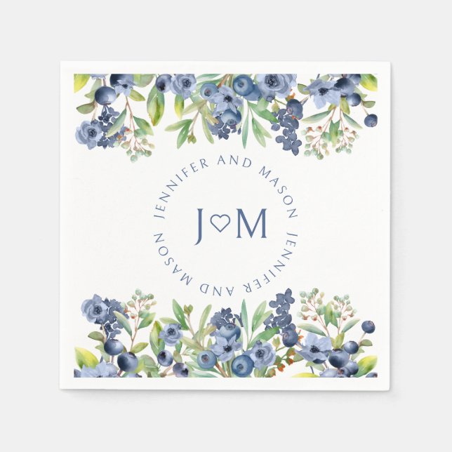 Serviette En Papier Papier mariage bleu marine (Devant)