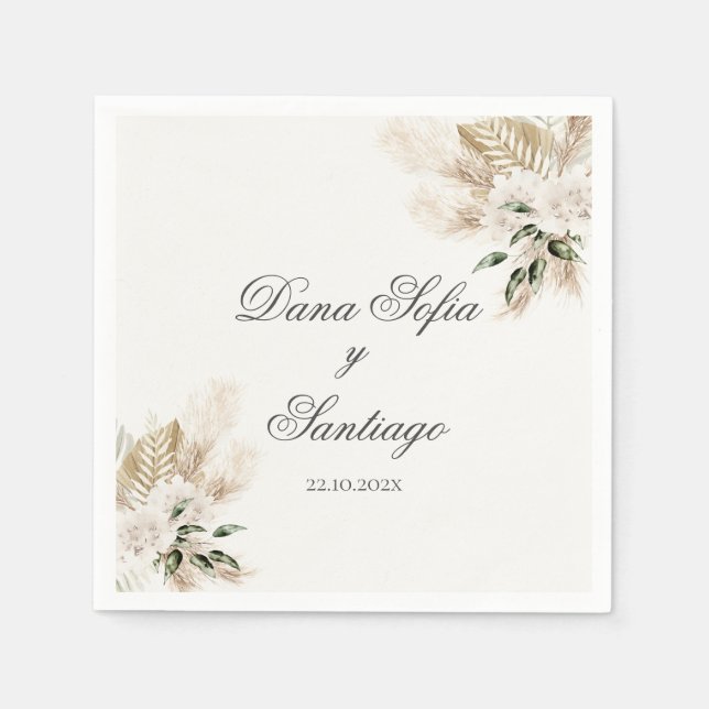 Serviette En Papier Papier Mariage Boho Napkin (Devant)