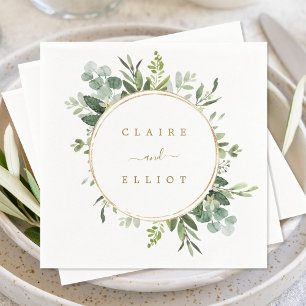 Serviette En Papier Papier Mariage Botanique Gold Greenery