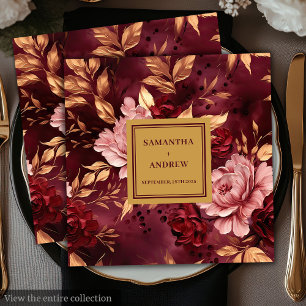 Serviette En Papier Papier Mariage Burgundy Bleu Moderne