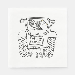 Serviette En Papier Papier Mariage campagnard Tracteur personnalisé
