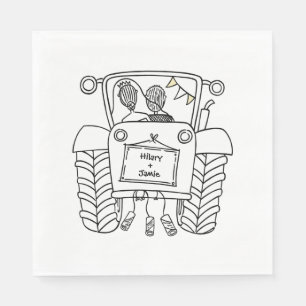 Serviette En Papier Papier Mariage campagnard Tracteur personnalisé