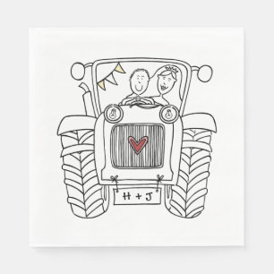 Serviette En Papier Papier Mariage campagnard Tracteur personnalisé