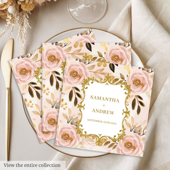 Serviette En Papier Papier Mariage classique Blush Gold (Classic Blush Gold Wedding Paper Napkins)