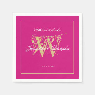 Serviette En Papier Papier Mariage classique minimaliste Magenta Monog