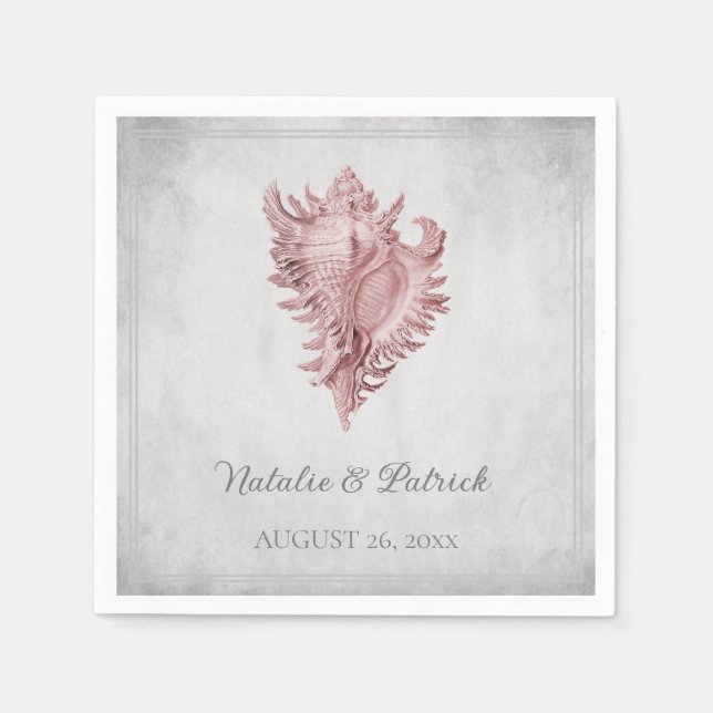 Serviette En Papier Papier Mariage conch rose (Devant)