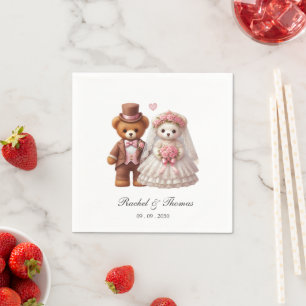 Serviette En Papier Papier Mariage Cute Teddy Bear Bride Et Groom