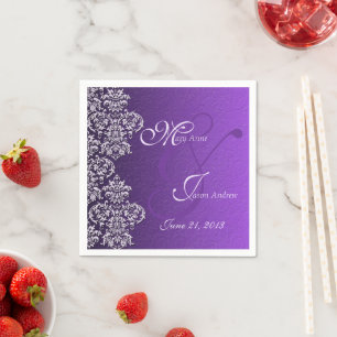 Serviette En Papier Papier Mariage Damask Royal Purple