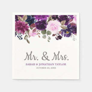Serviette En Papier Papier Mariage de Boho Floral Lavender violet Napk
