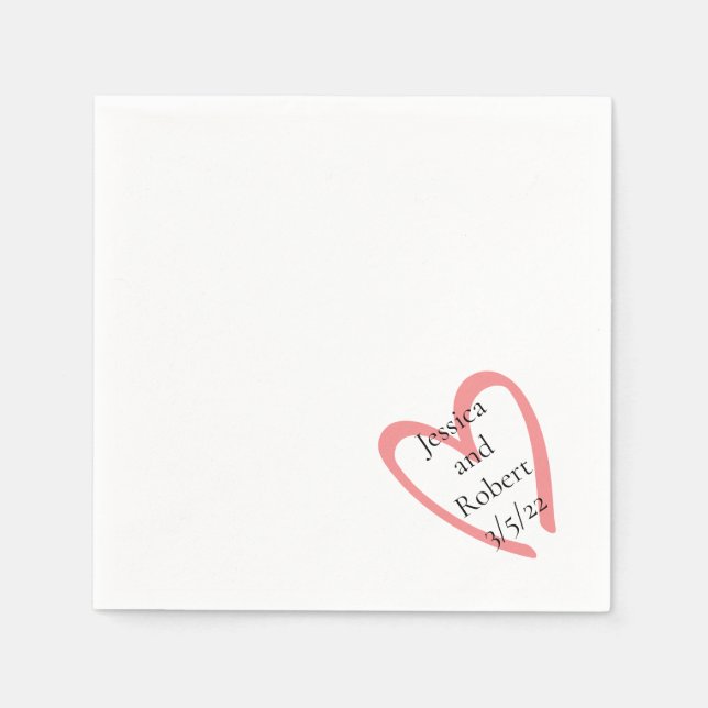 Serviette En Papier Papier mariage de conception cardiaque (Devant)