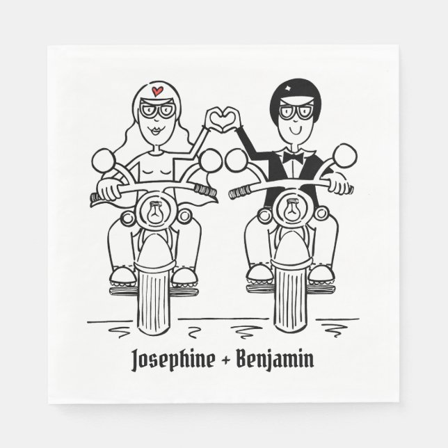 Serviette En Papier Papier Mariage de moto de moto personnalisé Napkin (Devant)