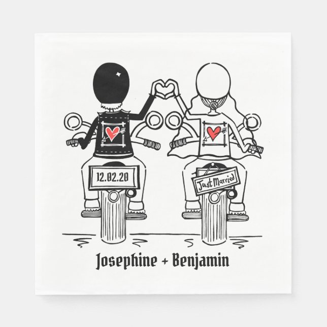 Serviette En Papier Papier Mariage de moto de moto personnalisé Napkin (Devant)