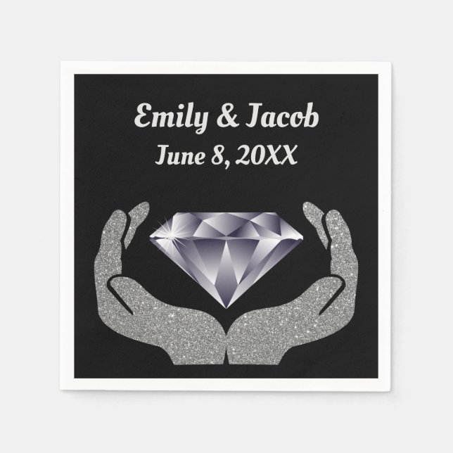 Serviette En Papier Papier Mariage Diamond Hands Napkin (Devant)