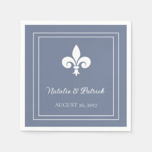 Serviette En Papier Papier Mariage Dusty Blue Fleur de Lis