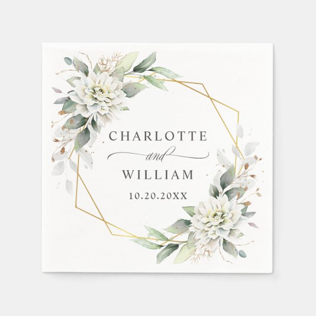Serviette En Papier Papier Mariage Dusty Blue Floral (Devant)