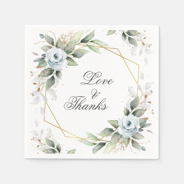 Serviette En Papier Papier Mariage Dusty Blue Floral (Devant)