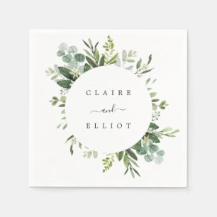 Serviette En Papier Papier Mariage Eucalyptus Green Foliing