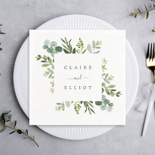 Serviette En Papier Papier Mariage Eucalyptus Green Foliing