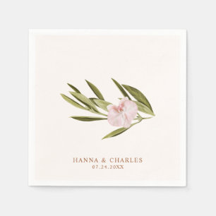 Serviette En Papier Papier Mariage Eucalyptus vert rose orchidée