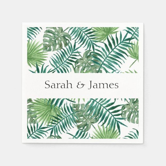 Serviette En Papier Papier Mariage Feuille Tropical Palm Napkin (Devant)