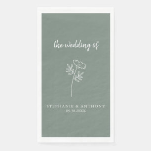 Serviette En Papier Papier Mariage Fleur sauvage vert Sage