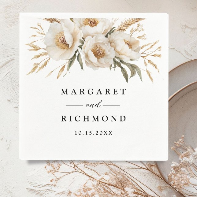 Serviette En Papier Papier Mariage floral Boho Rustique (Créateur téléchargé)