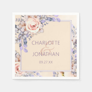 Serviette En Papier Papier Mariage Floral Coloré Pêche