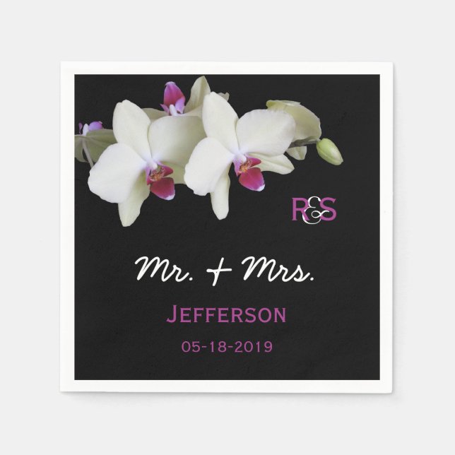 Serviette En Papier Papier Mariage floral orchidée (Devant)