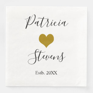 Serviette En Papier Papier Mariage Gold Heart moderne et élégant