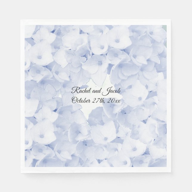 Serviette En Papier Papier Mariage Hydrangea bleu à peine serviettes (Devant)