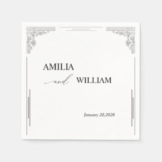 Serviette En Papier Papier Mariage minimaliste