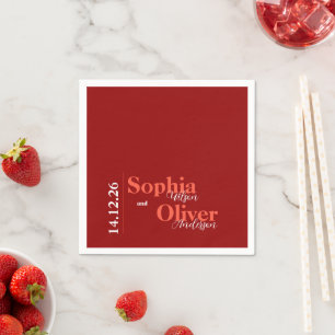 Serviette En Papier Papier Mariage minimaliste rouge cerisier brillant