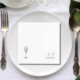 Serviette En Papier Papier Mariage Monogramme personnalisé Champagne