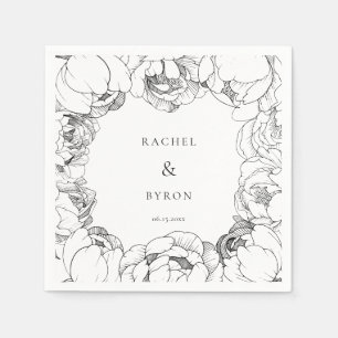 Serviette En Papier Papier mariage noir et blanc