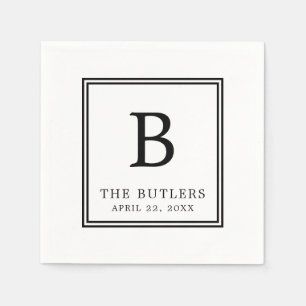 Serviette En Papier Papier Mariage noir et blanc personnalisé Napkin